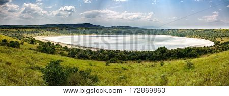 Panoramic view of Queen Elizabeth salt lake, Uganda