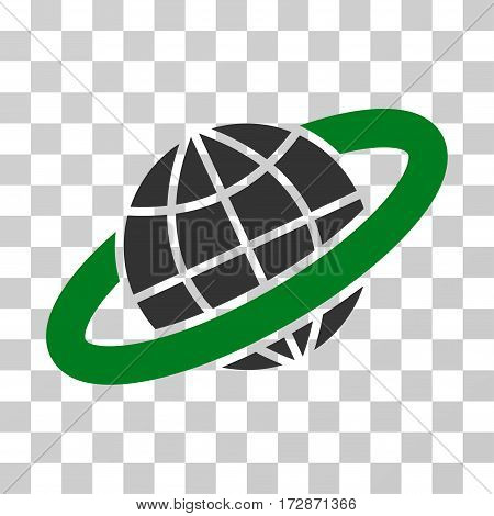 Planetary Ring vector pictograph. Illustration style is flat iconic bicolor green and gray symbol on a transparent background.