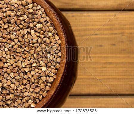 Buckwheat in a round pot useful and tasty natural