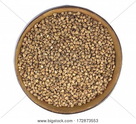 Buckwheat in a round pot useful and tasty natural