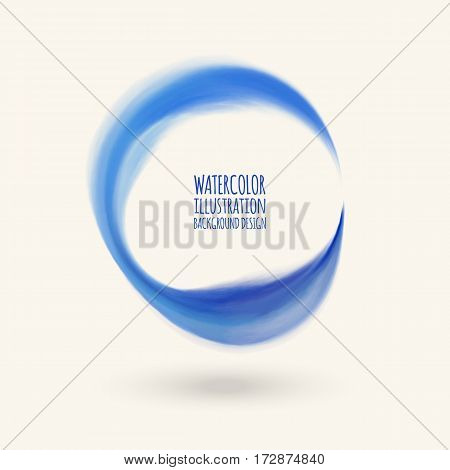 Vector circle of blue watercolor brush strokes. Grunge isolated elements. Smoke round brushes for your design. Freehand. Ink splash. Acrylic stamp. Vector illustration