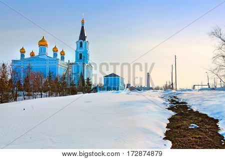 Church of the intercession in winter. Kamensk-Uralsky Russia.