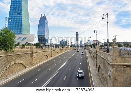 View Of Geydar Aliyev Avenue In Baku