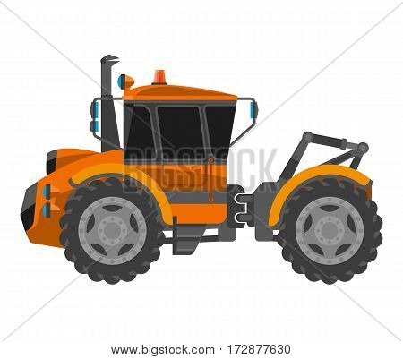 Bulldozer truck machine vector flat icon. Agriculture farming, building or construction industry machinery type