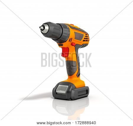 Combi Drill Impact Drill And Screw Driver On White Background 3D Render