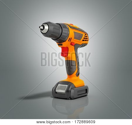 Combi Drill Impact Drill And Screw Driver On Grey Gradient Background 3D Render