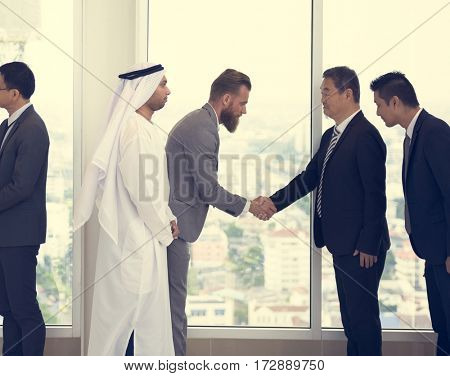 Business Partners Introductionary Handshake Bow