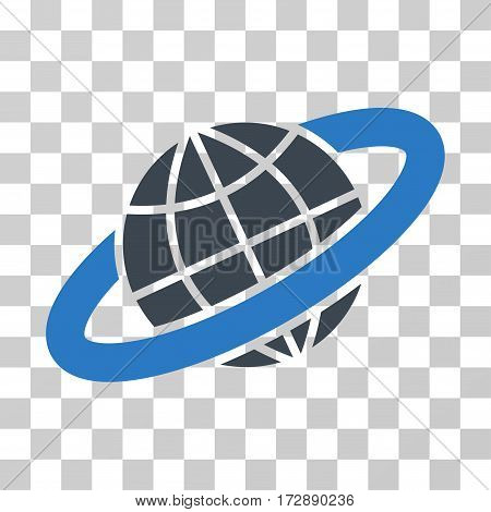 Planetary Ring vector pictogram. Illustration style is flat iconic bicolor smooth blue symbol on a transparent background.