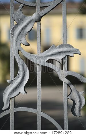 Costa Lambro (Monza Brianza Lombardy Italy): the historic Villa Stanga Busca Borromeo exterior: detail of the gate