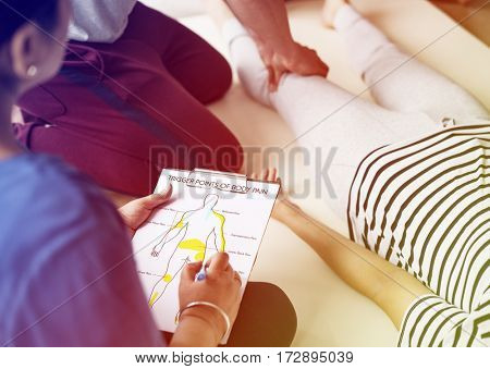 Group of people massage training course