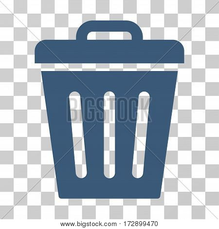 Trash Can vector pictograph. Illustration style is flat iconic blue symbol on a transparent background.
