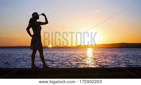Website banner of a happy woman silhouette - life coach and self realization motivation concept