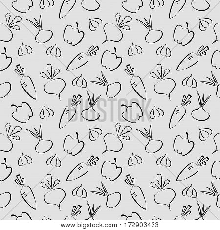 The Pattern Consists Of Vegetables, Carrots, Garlic, Radish, Buriak, Greenery. It Can Be Used For Ad