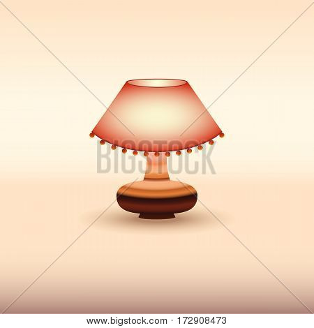 Decorative red table lamp. Vector illustration Design.