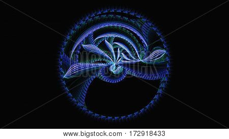 Full circle. Carousel. Kabbalistic sign. 3D surreal illustration. Sacred geometry. Mysterious psychedelic relaxation pattern. Fractal abstract texture. Digital artwork graphic astrology magic