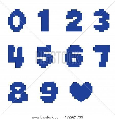 The numbers on a white background in a pixel design