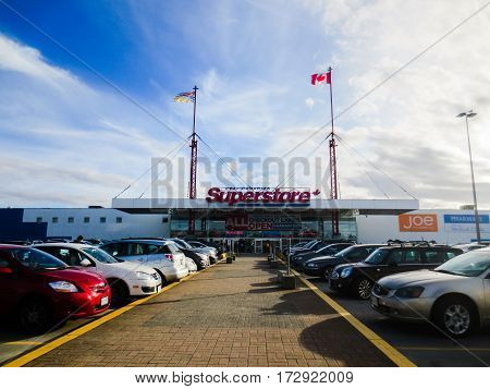 Superstore with skyline view at Vancouver,BC Canada