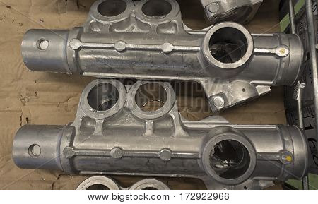 Aluminium Die Casting parts lay in a basket