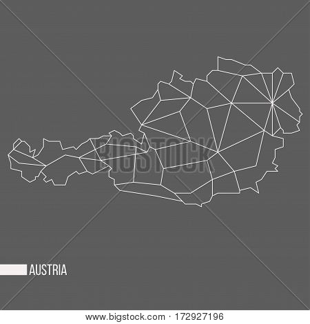 Abstract polygonal geometric Austria minimalistic vector map isolated on grey background