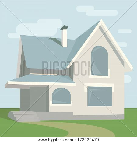 vector illustration of a house on nature