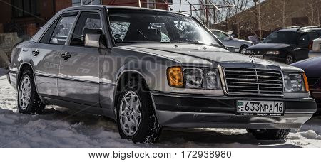 Kazakhstan, Ust-Kamenogorsk, 22 february, 2017: Mercedes-Benz W124, old german car. E-class