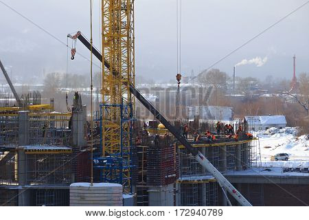Building Construction With Crane