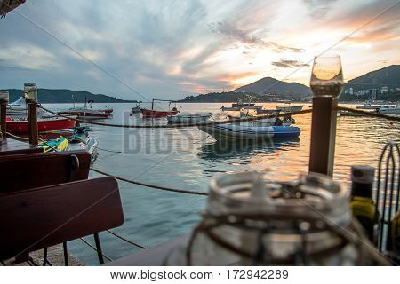 The September night in Rafailovici bay in Montenegro