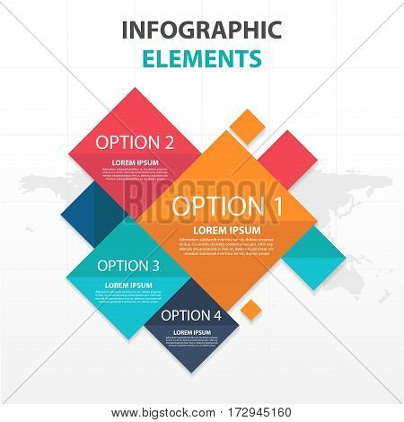 Abstract colorful square business Infographics elements presentation template flat design vector illustration for web design marketing advertising