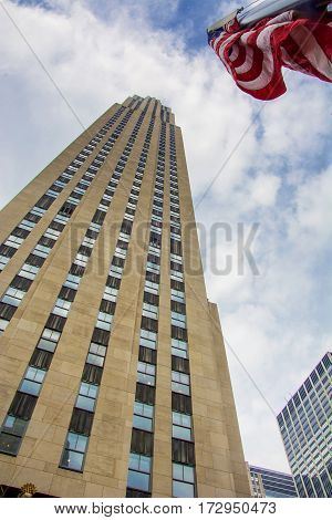 New York, USA, november 2016: The Rockfeller Complex of 14 buildings in the Art Deco style built in 1930 was the largest private building project at the time