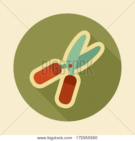 Secateurs pruner averruncator flat vector icon outline isolated garden eps 10
