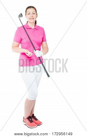 30-year-old Golfer With A Golf Club In Full Length On White Background