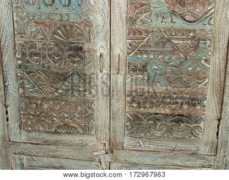 Fragment vintage antique carved doors East of the chest