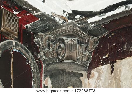 Architectural detaill in the old Lutheran Church suffered from a fire