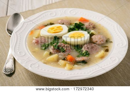 Traditional polish easter soup - zurek .