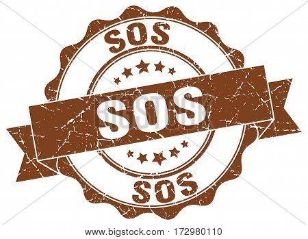 sos. stamp. sign. seal. round. retro. ribbon