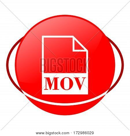 Red icon, mov file vector illustration on white background