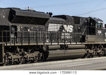 Indianapolis - Circa February 2017: Norfolk Southern Railway Engine Train. NS is a Class I railroad in the US and is listed as NSC III