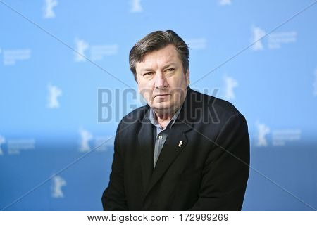 Aki Kaurismaki attends the 'The Other Side of Hope' (Toivon tuolla puolen) photo call during the 67th Film Festival Berlin at Hyatt Hotel on February 14, 2017 in Berlin, Germany.