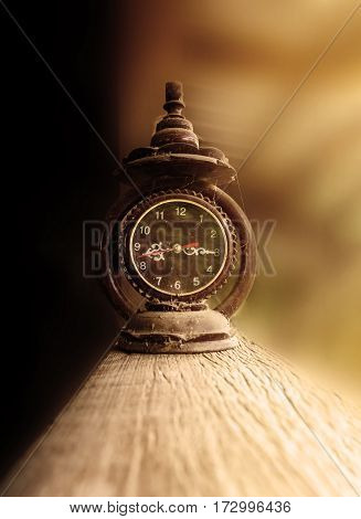 Old Vintage Clock With Cobweb Or Gossamer In Sepia Old Tone