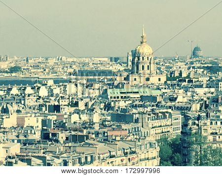 Paris photo from the heights with Les Invalides at the background