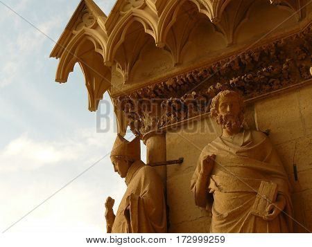 Cathedral gothic statues architecture middle age smile angels religion religion