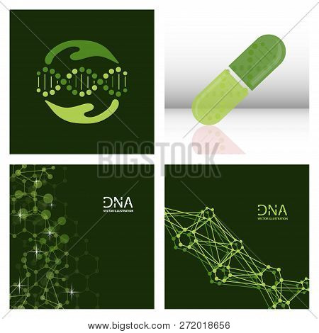 Scientific Vector Illustration Genetic Engineering And Biotechnology Concept. Dna Helix, Dna Strand,