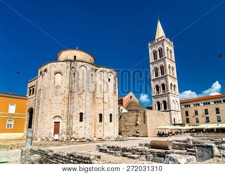 St. Donatus Church And The Bell Tower Of Zadar Cathedral. Zadar, Croatia