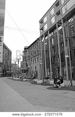 Tallinn, Estonia - August 30, 2018: Modern Architecture In Rotermann Quarter In The Evening