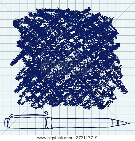 Vector Freeform Strokes Doodle Square Blank Frame And A Pen. Hand Drawn Border Illustration Over Che