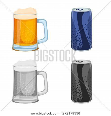 Vector Illustration Of Drink And Bar Logo. Set Of Drink And Party Vector Icon For Stock.
