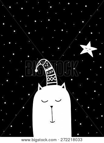 Cute Posterwith Cat For Baby Room Or For Design Yor Home, For Print