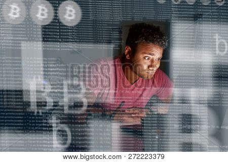 Young Indian Programmer Thinking How To Get More Cryptocurrency