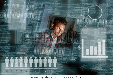 Young Concentrated Indian Ppc Specialist Looking Over Advertising Conversion