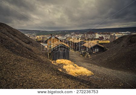 Old Part Of Roros. Norwegian Mining Town From Unesco List.